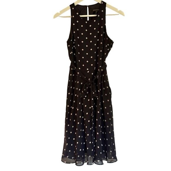 Banana republic sundress navy polka dot fit and flare chiffon dress 6petite - Picture 12 of 15